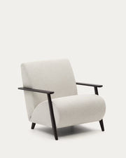 MEG armchair in beige corduroy and wenge wood