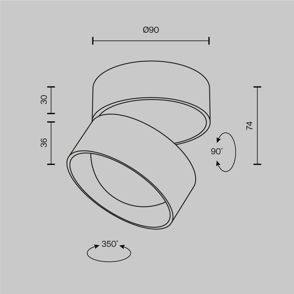 Lampada da soffitto Lens - Maytoni - Nero - C220CL-12W3K-B