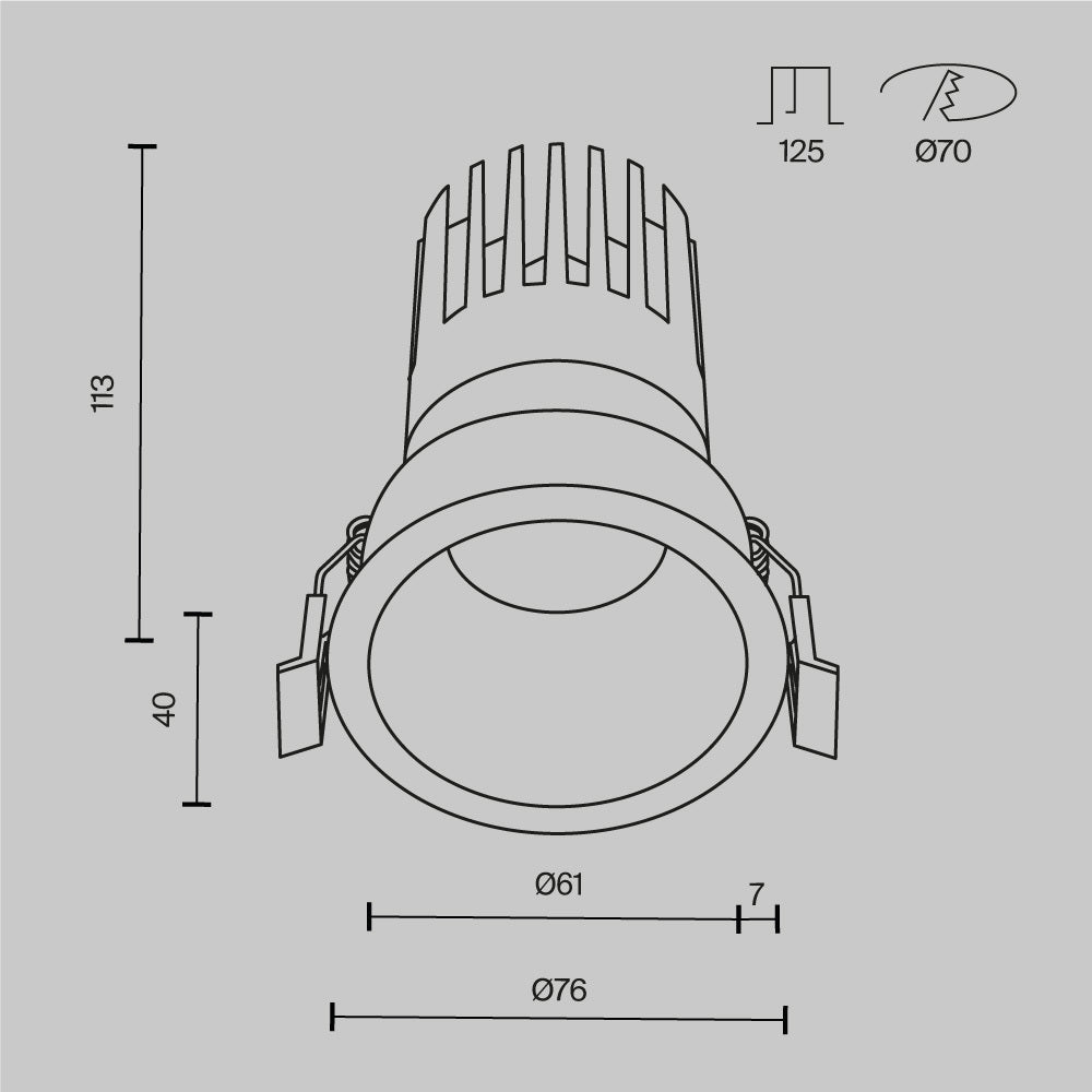 Faretto da incasso Dip - Maytoni - Nero - DL118-15W-3K-B