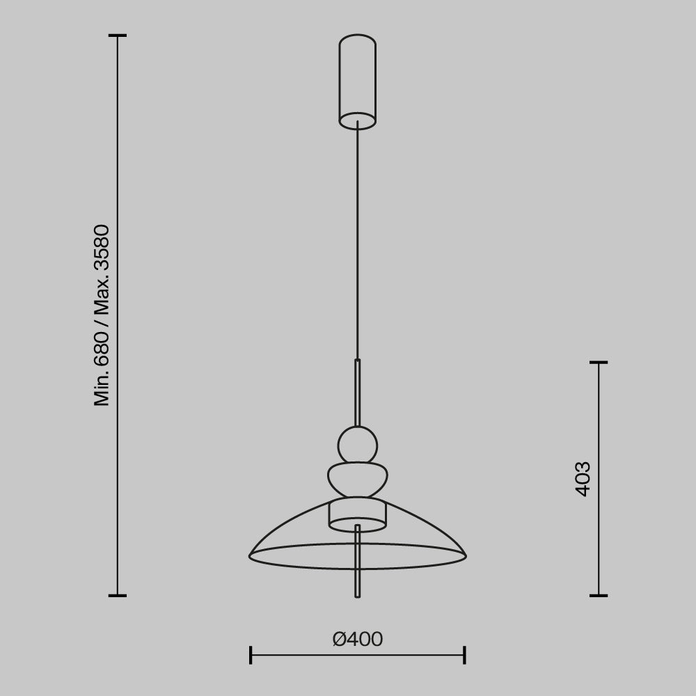 Lampada a sospensione Bangkok - Maytoni - Nero - MOD185PL-L12CG3K3