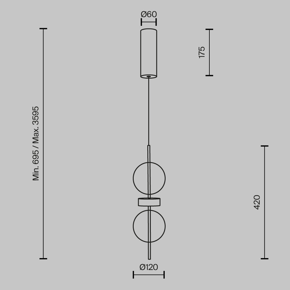 Lampada a sospensione Double Moon - Maytoni - Nero - MOD478PL-L8B3K