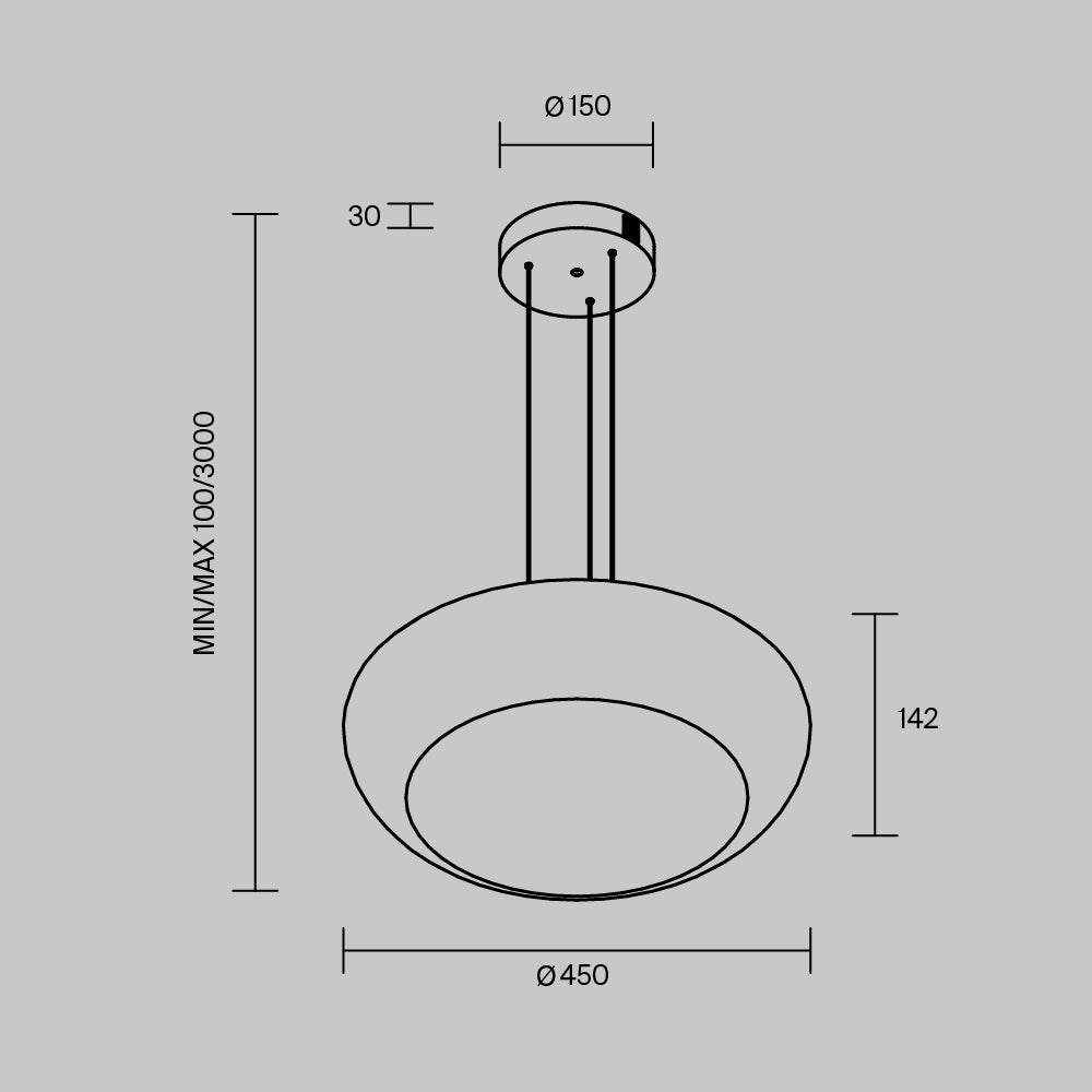 Lampada a sospensione Bassa - Maytoni - Nero - MOD501PL-L20BK1