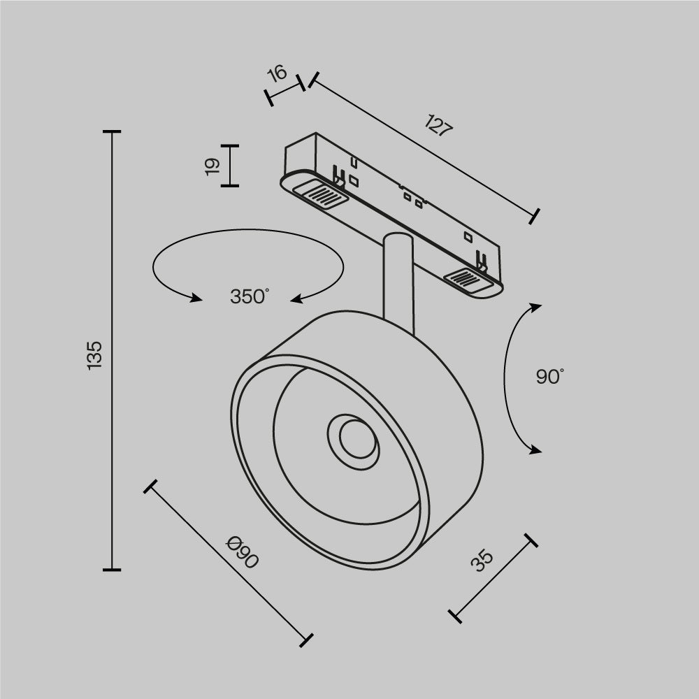 Faretto per binario Lens - Maytoni - Nero - TR217-4-15WTW-DD2-B