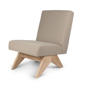 Poltrona Easy Lounge Eugene Armless Bouclè Taupe - struttura Natural - Pierre Jeanneret Edition