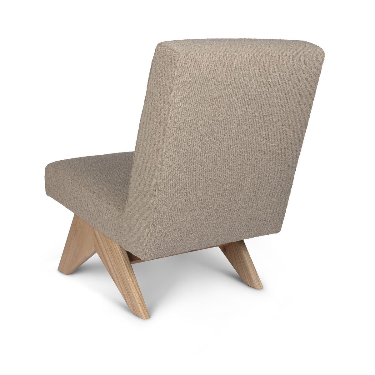 Poltrona Easy Lounge Eugene Armless Bouclè Taupe - struttura Natural - Pierre Jeanneret Edition