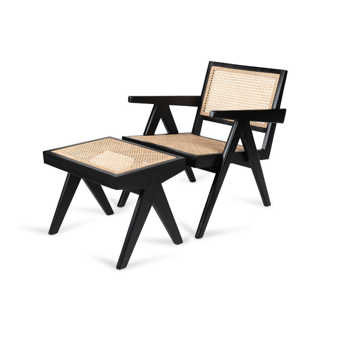 Footstool Easy Lounge Jean - Charcoal Black - Pierre Jeanneret Edition