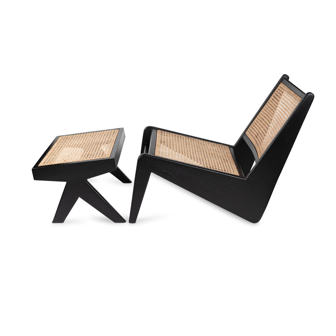 Footstool Kangaroo - Charcoal Black - Pierre Jeanneret Edition