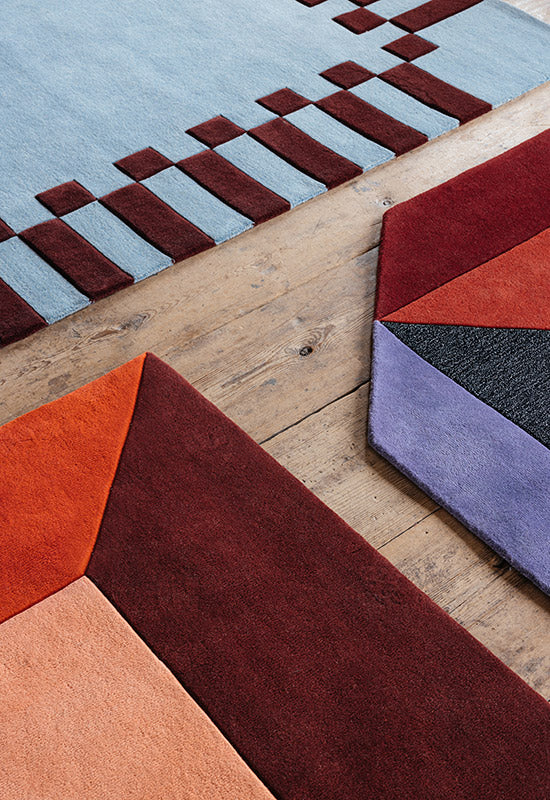 Tappeto Teklan Frame  Wool Rug - Mullberry Sky