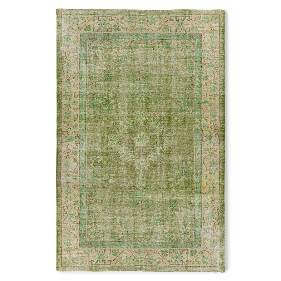 Tappeto annodato in lana verde (200x300)