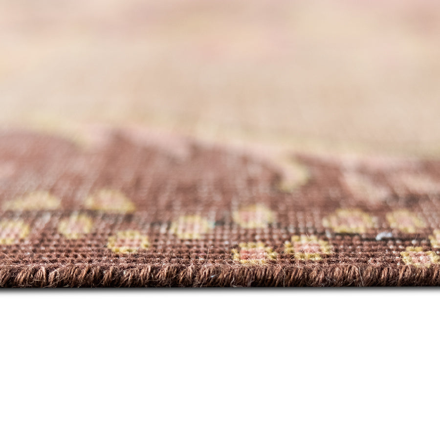 Tappeto annodato in lana floreale rosa (200x300)
