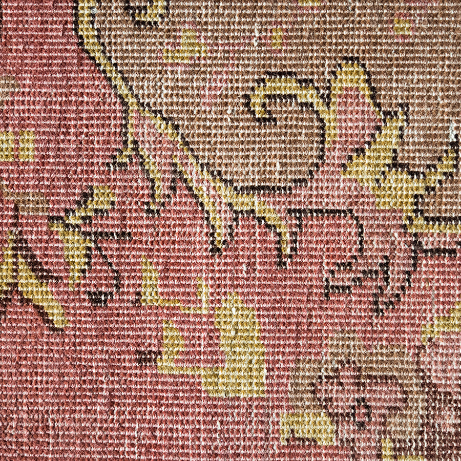 Tappeto annodato in lana floreale rosa (200x300)