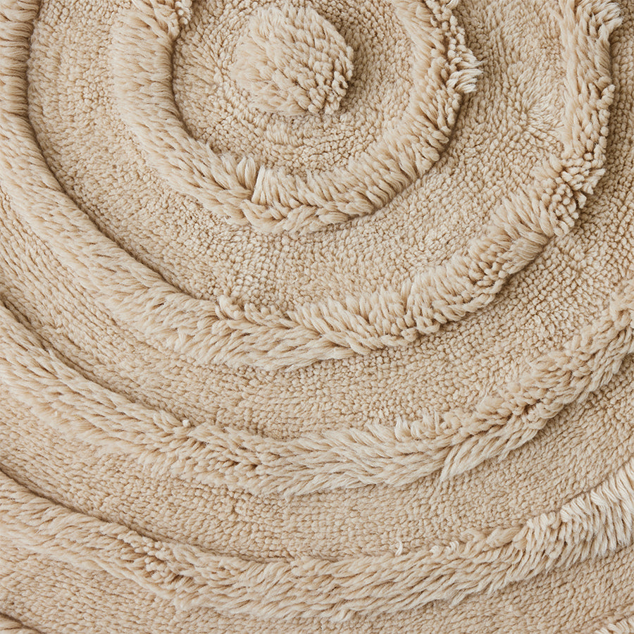 Tappeto rotondo in lana crema (150x150 cm)