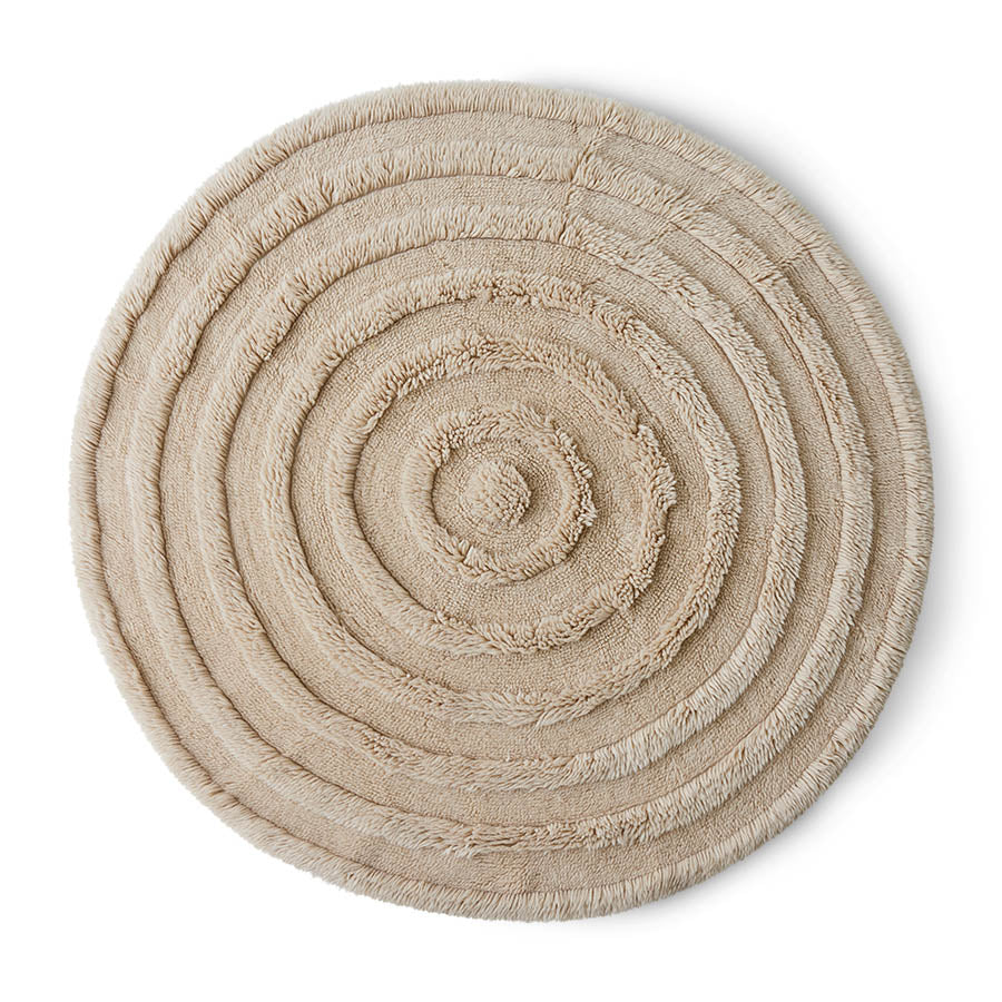 Tappeto rotondo in lana crema (150x150 cm)