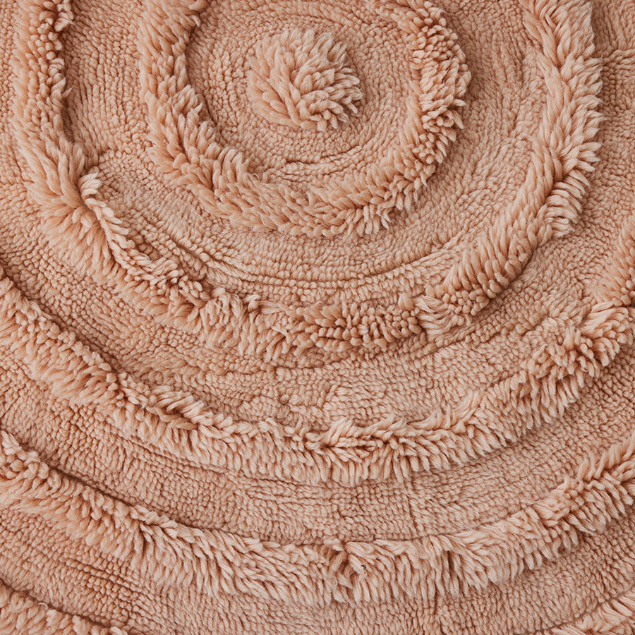 Tappeto rotondo in lana rosa tenue (150x150 cm)