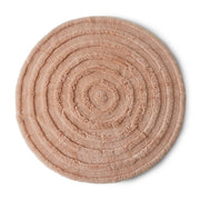 Tappeto rotondo in lana rosa tenue (150x150 cm)