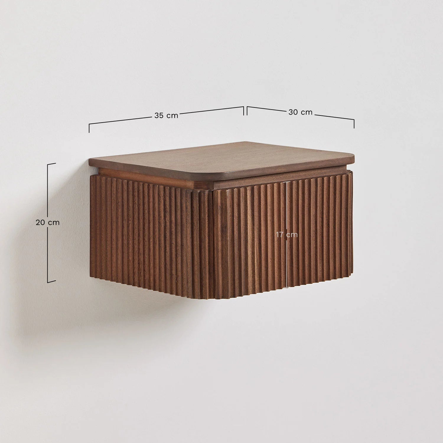 Biljandi - Comodino sospeso rettangolare 35x30 cm in legno di acacia
