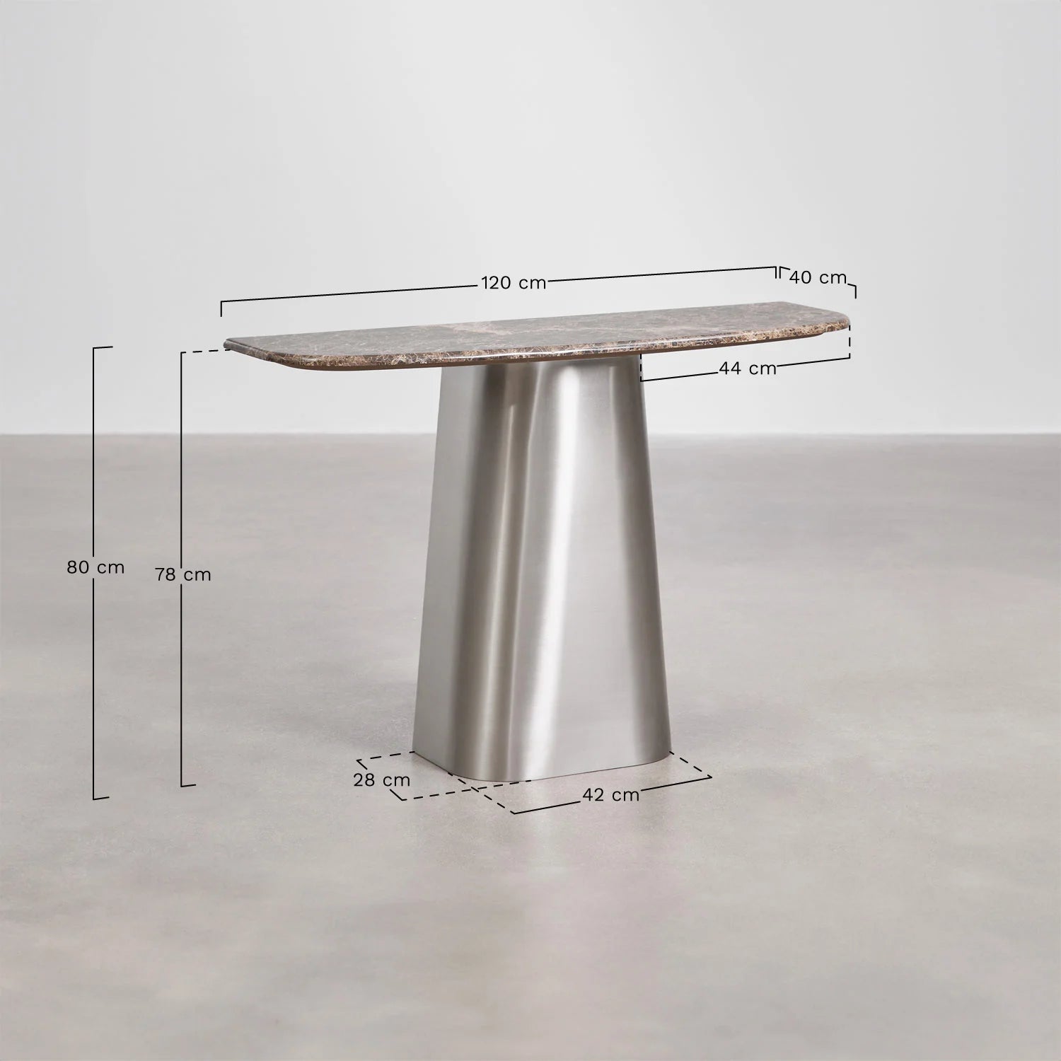 Moreila - Consolle ingresso 120x40 cm in pietra naturale e acciaio inossidabile