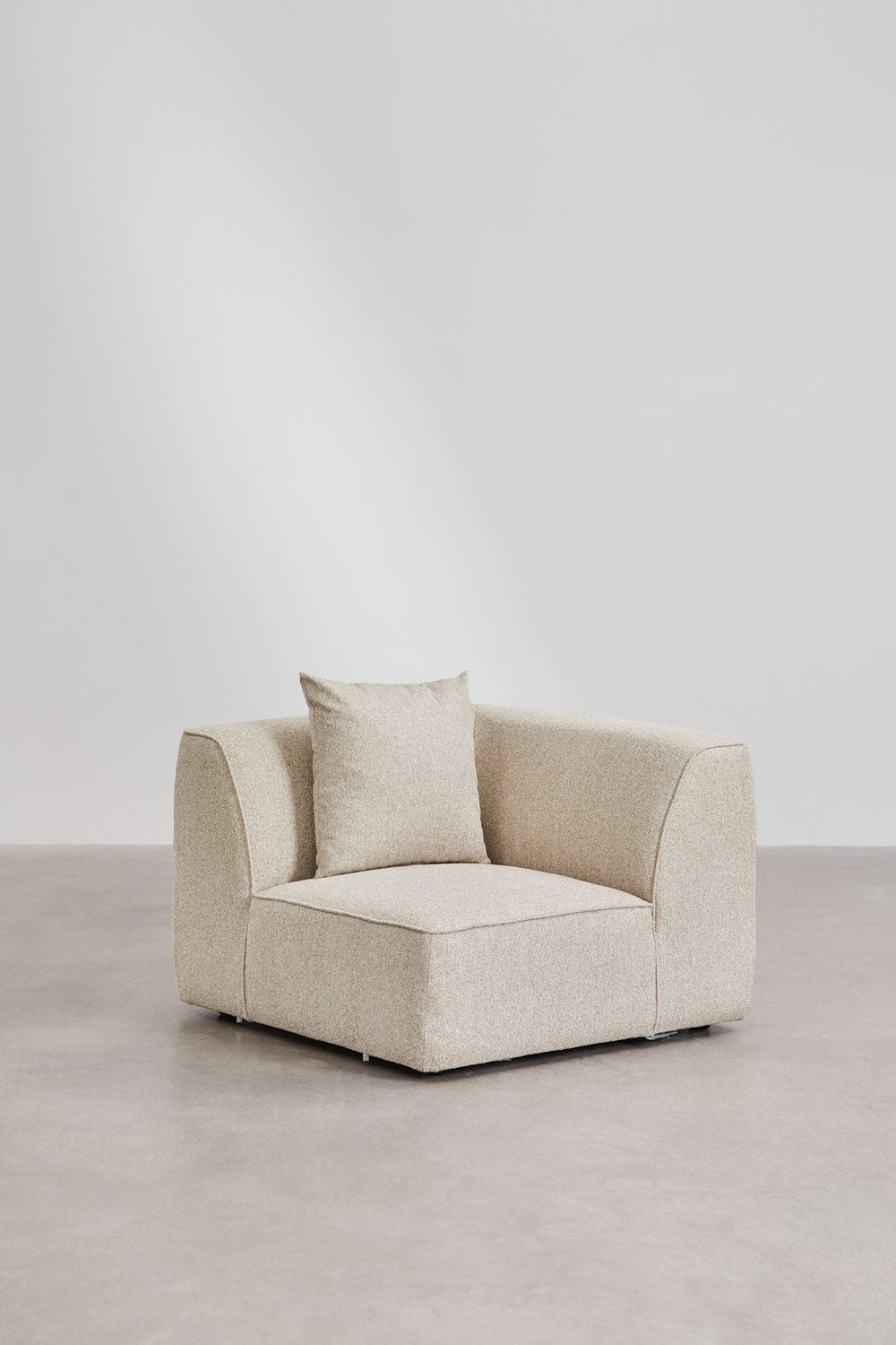 Divano angolare componibile Cardea 2 pezzi con chaise longue destra o sinistra e pouf imbottito - Sfoderabile Bouclè beige Crema