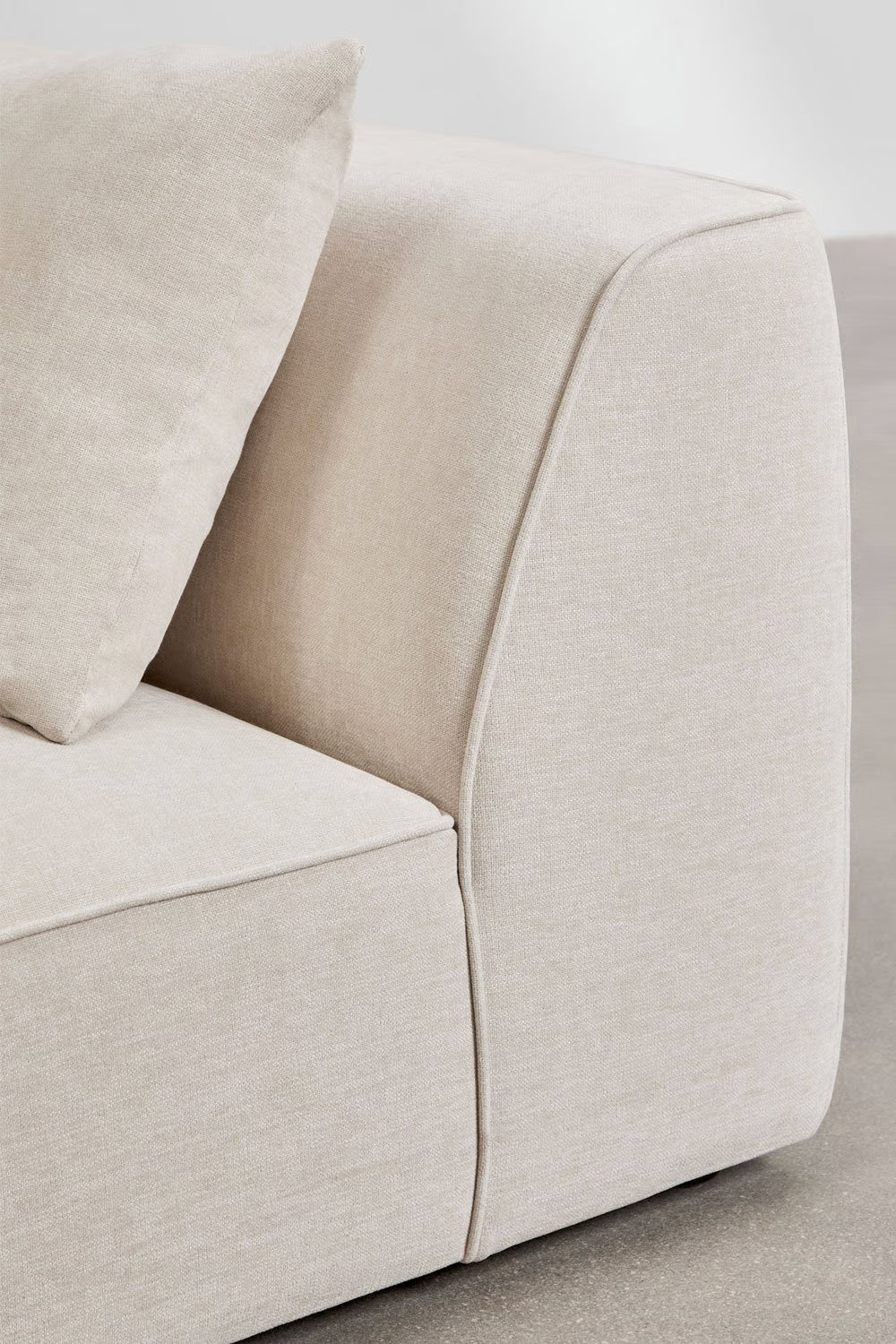Divano angolare componibile Cardea 2 pezzi con chaise longue destra o sinistra e pouf imbottito - Sfoderabile Bouclè beige Crema