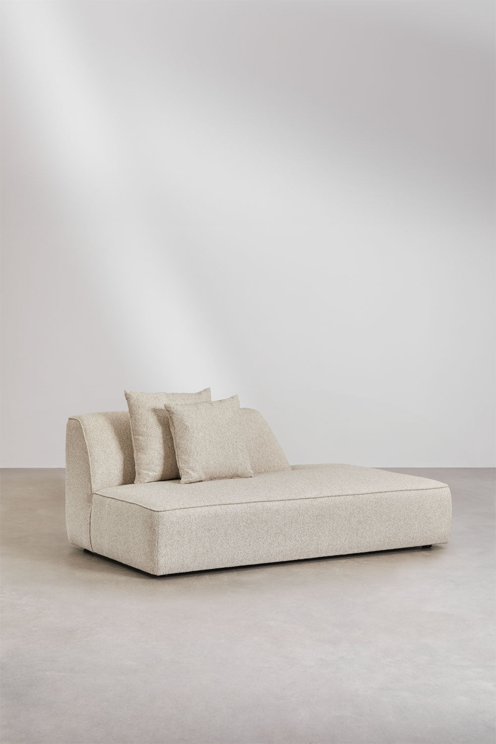 Divano angolare componibile Cardea 2 pezzi con chaise longue destra o sinistra e pouf imbottito - Sfoderabile Bouclè beige Crema