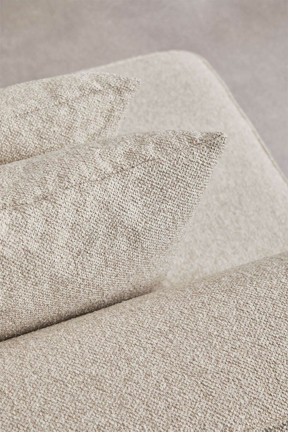 Divano angolare componibile Cardea 2 pezzi con chaise longue destra o sinistra e pouf imbottito - Sfoderabile Bouclè beige Crema