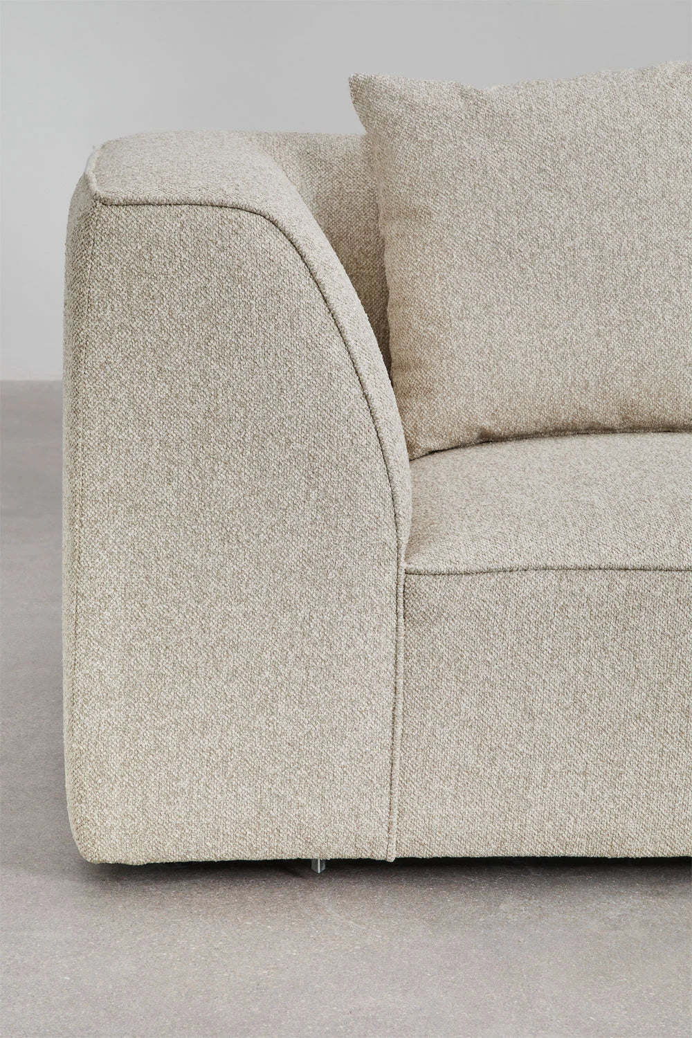 Divano angolare componibile Cardea 2 pezzi con chaise longue destra o sinistra e pouf imbottito - Sfoderabile Bouclè beige Crema