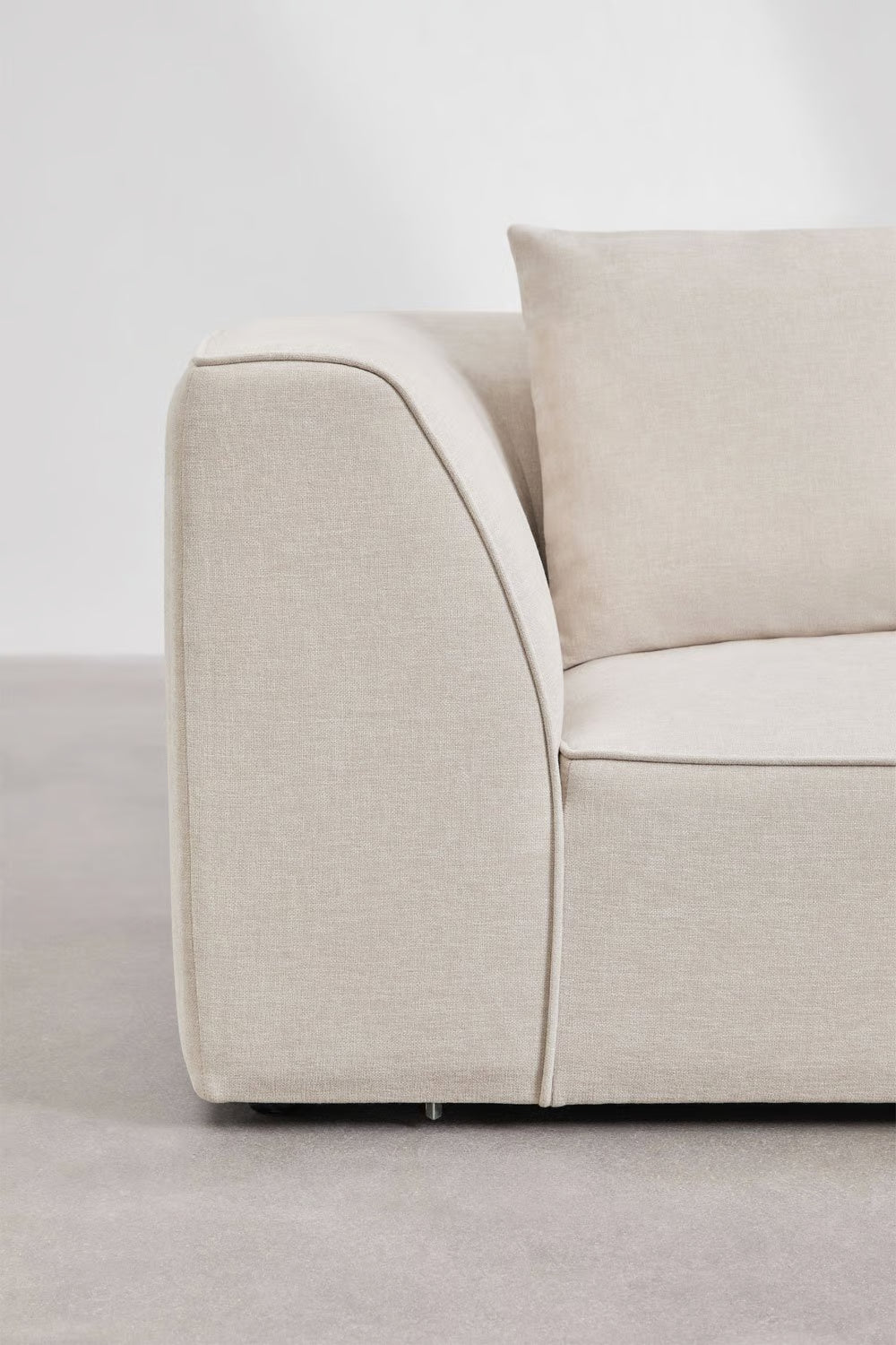 Divano angolare componibile Cardea 2 pezzi con chaise longue destra o sinistra e pouf imbottito - Sfoderabile Bouclè beige Crema