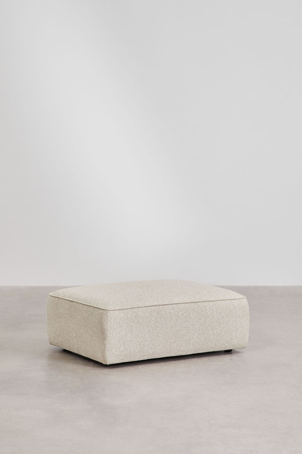 Divano angolare componibile Cardea 2 pezzi con chaise longue destra o sinistra e pouf imbottito - Sfoderabile Bouclè beige Crema