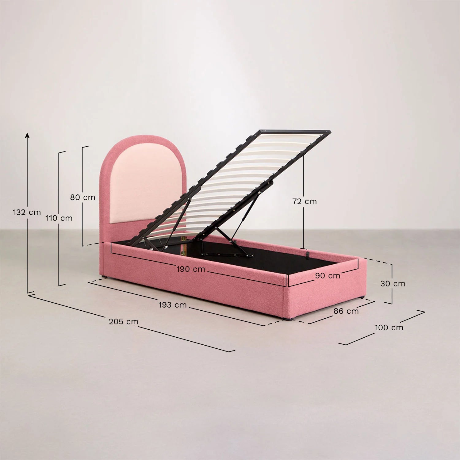 Letto bimba con contenitore Kalwa Lamb rosa