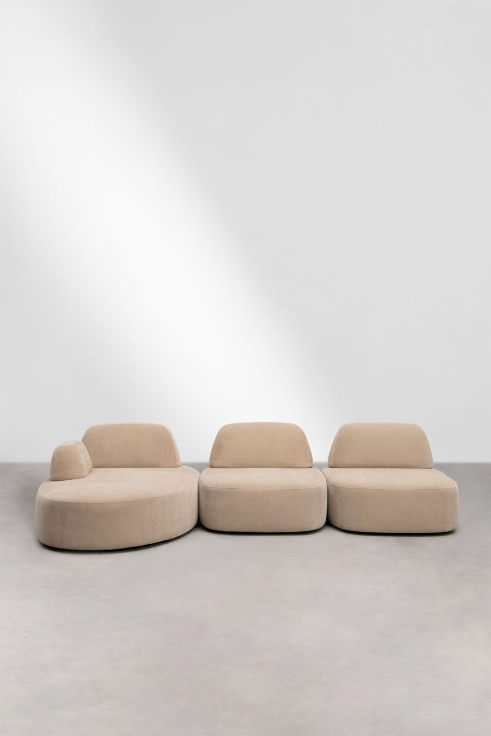 Giorgia - Divano modulare chaise longue sinistro a 3 pezzi rivestito