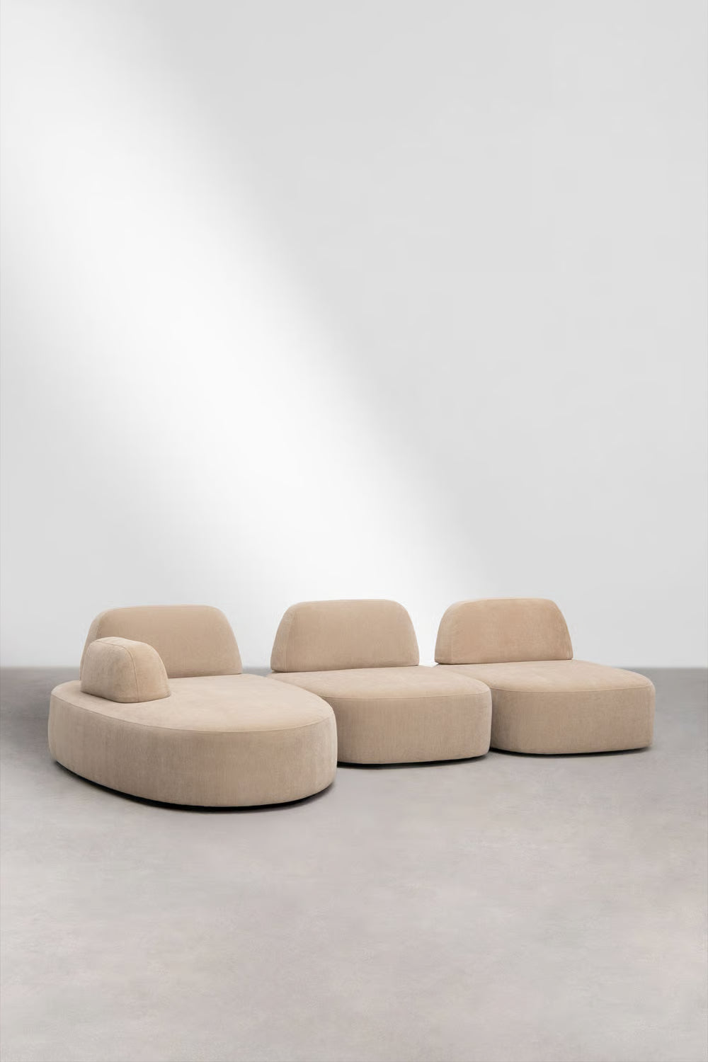 Giorgia - Divano modulare chaise longue sinistro a 3 pezzi rivestito