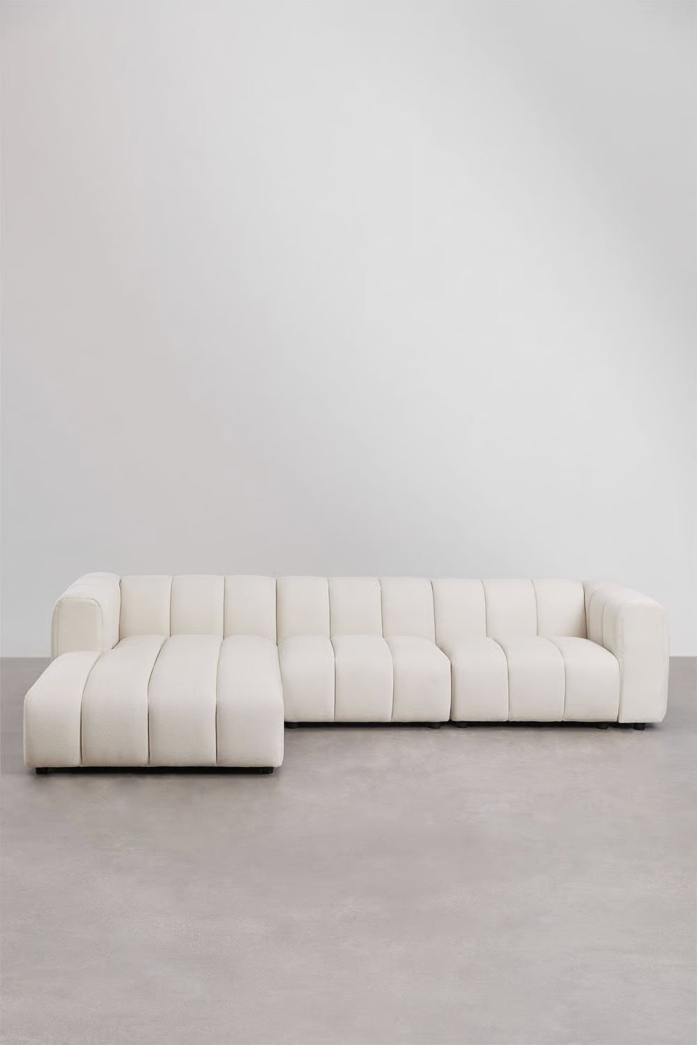 Divano modulare chaise longue sinistro a 3 pezzi in tessuto bouclé Eliot 315x170