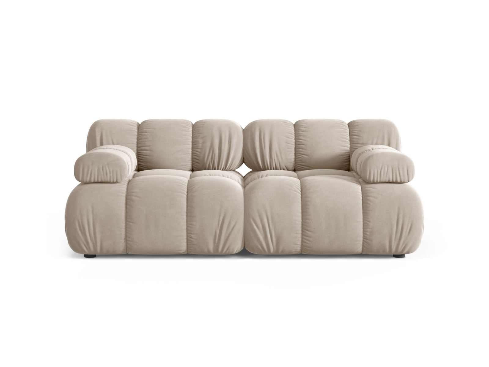 Divano Modulare in Velluto, "Bellis", 2 Posti, 188x94x70 - Beige Scuro