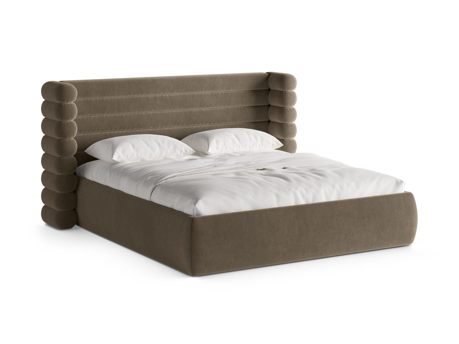 Letto con Contenitore e Testata, "Mount", 228x236x120 - Grigio Bruno