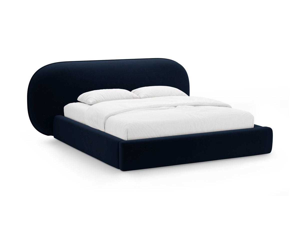 Letto Contenitore con Testata Ovalo - Blu Reale 160x200