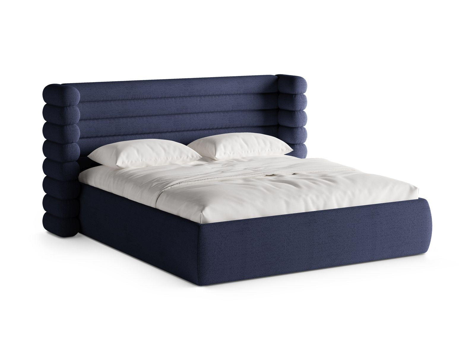 Letto con Contenitore e Testata, "Mount", 228x216x120 - Blu Navy