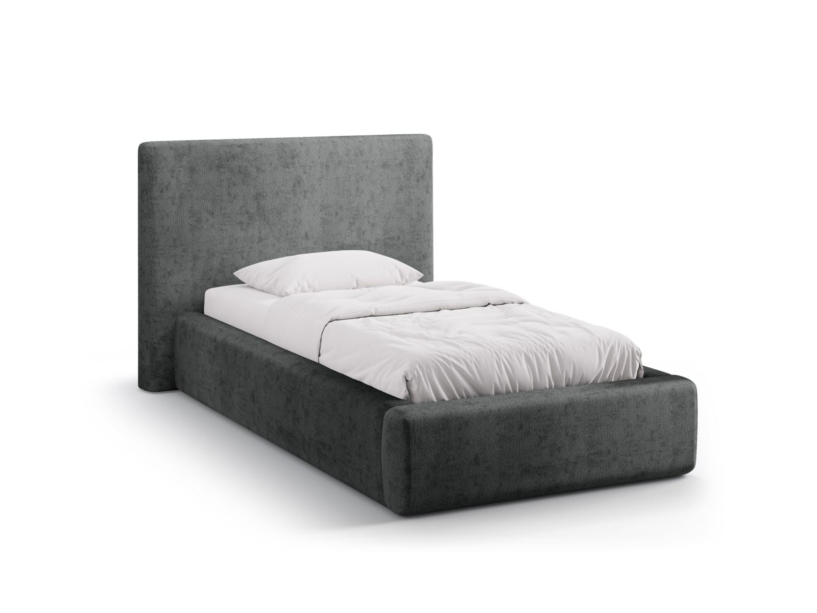 Letto con Contenitore e Testata, "Amy", 220x130x95 - Grigio Scuro