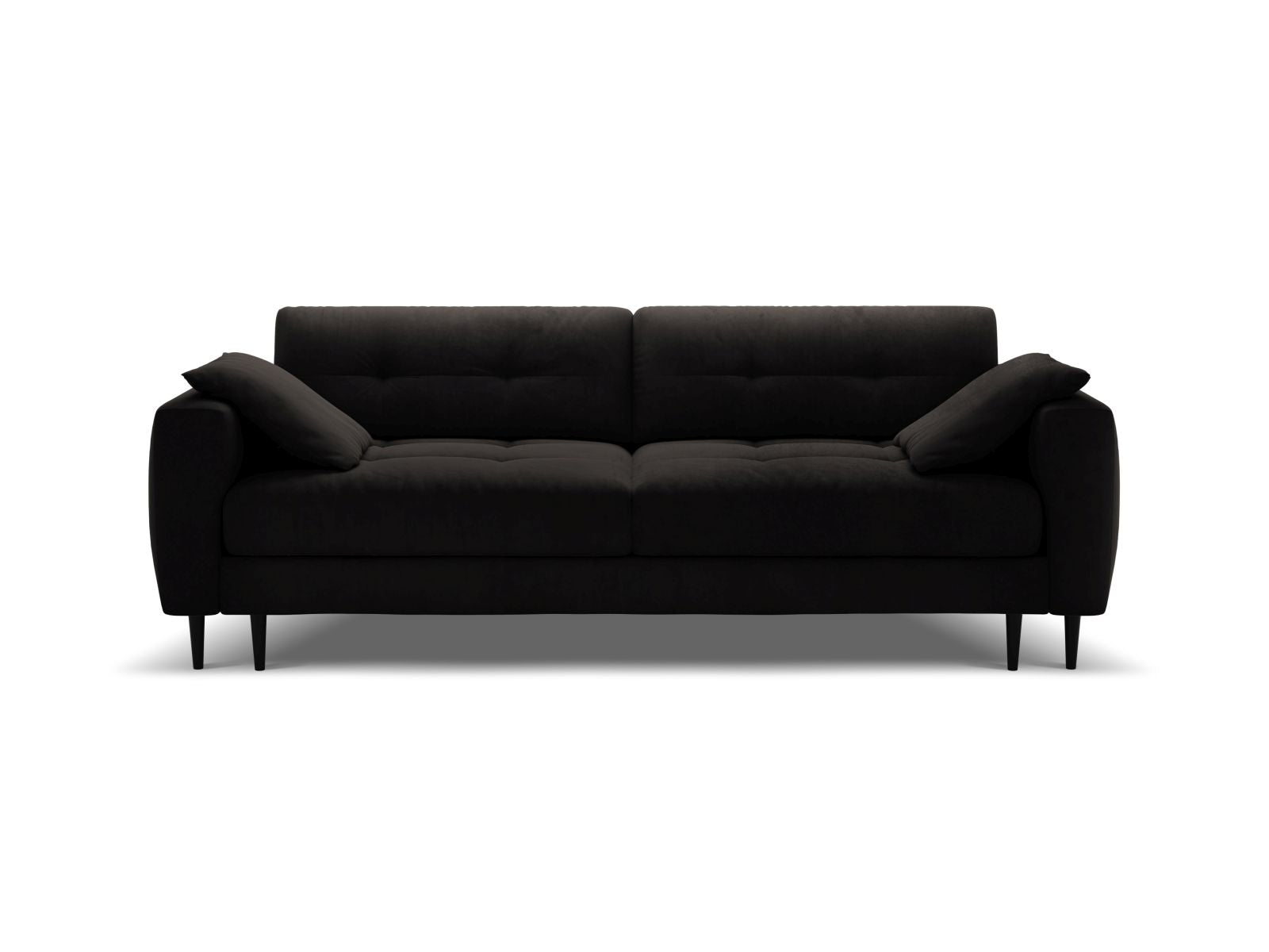 Divano Letto con Contenitore in Velluto, "Bemy", 3 Posti, 242x110x92 - Nero