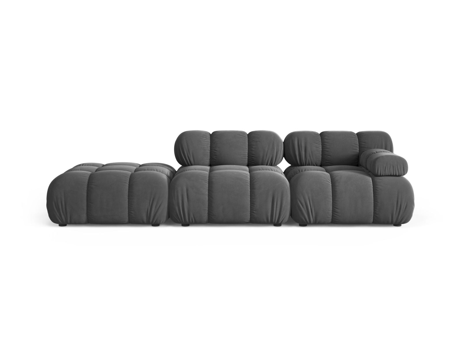 Divano Modulare Sinistro in Velluto, "Bellis", 4 Posti, 282x94x70 - Grigio