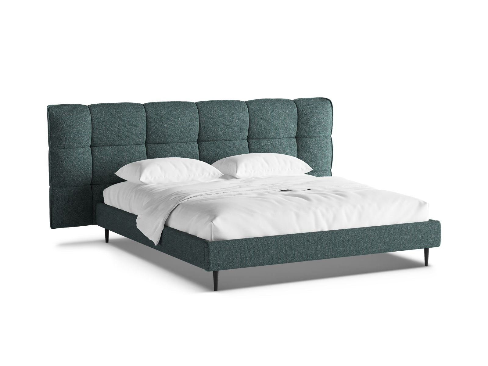 Letto con Contenitore e Testata, "Eric", 220x230x114 - Verde Blu Melange
