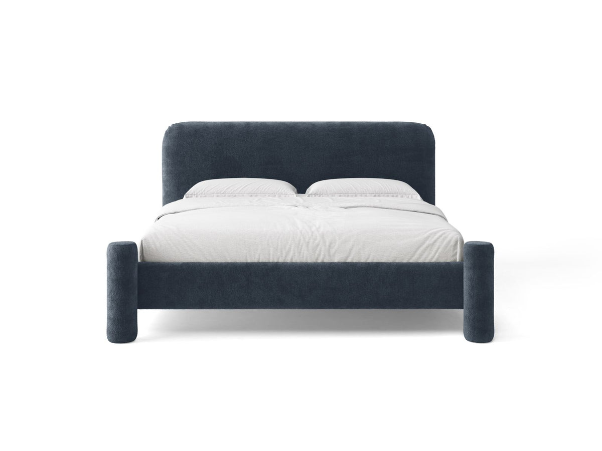 Letto con Testata Vera - Blu Scuro 160x200