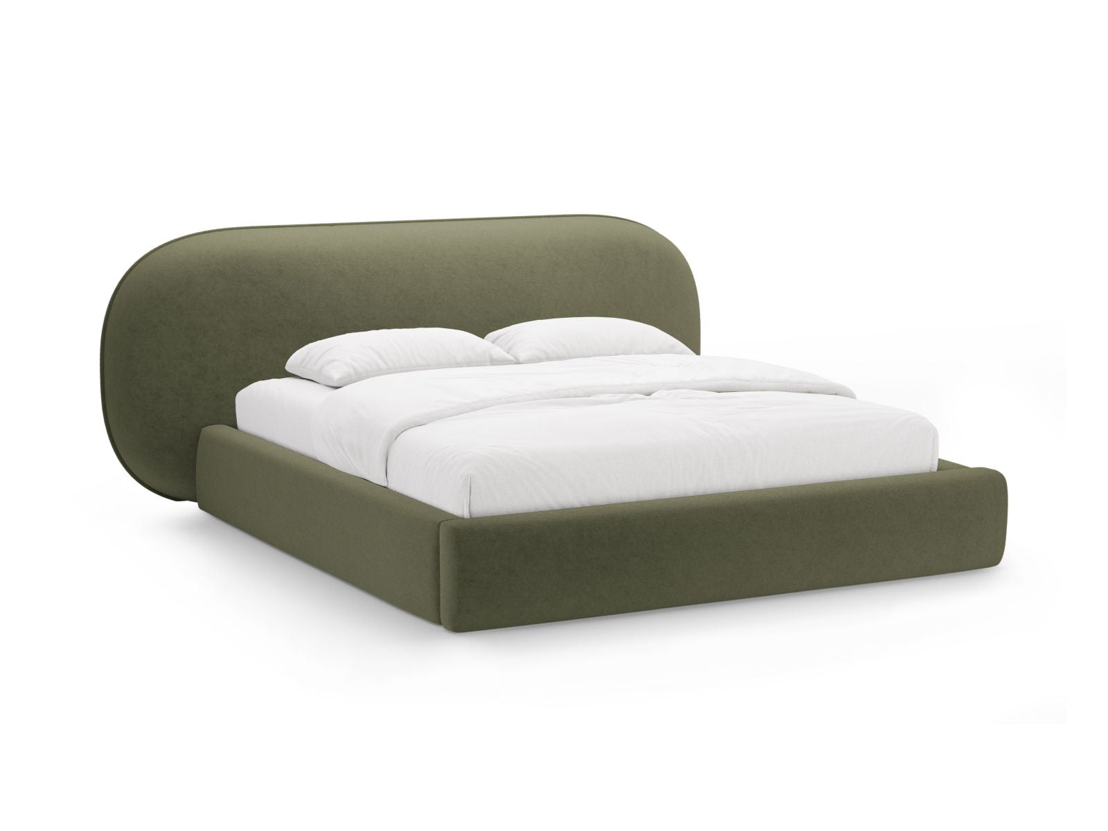 Letto con Contenitore e Testata, "Ovalo", 234x270x96 - Verde