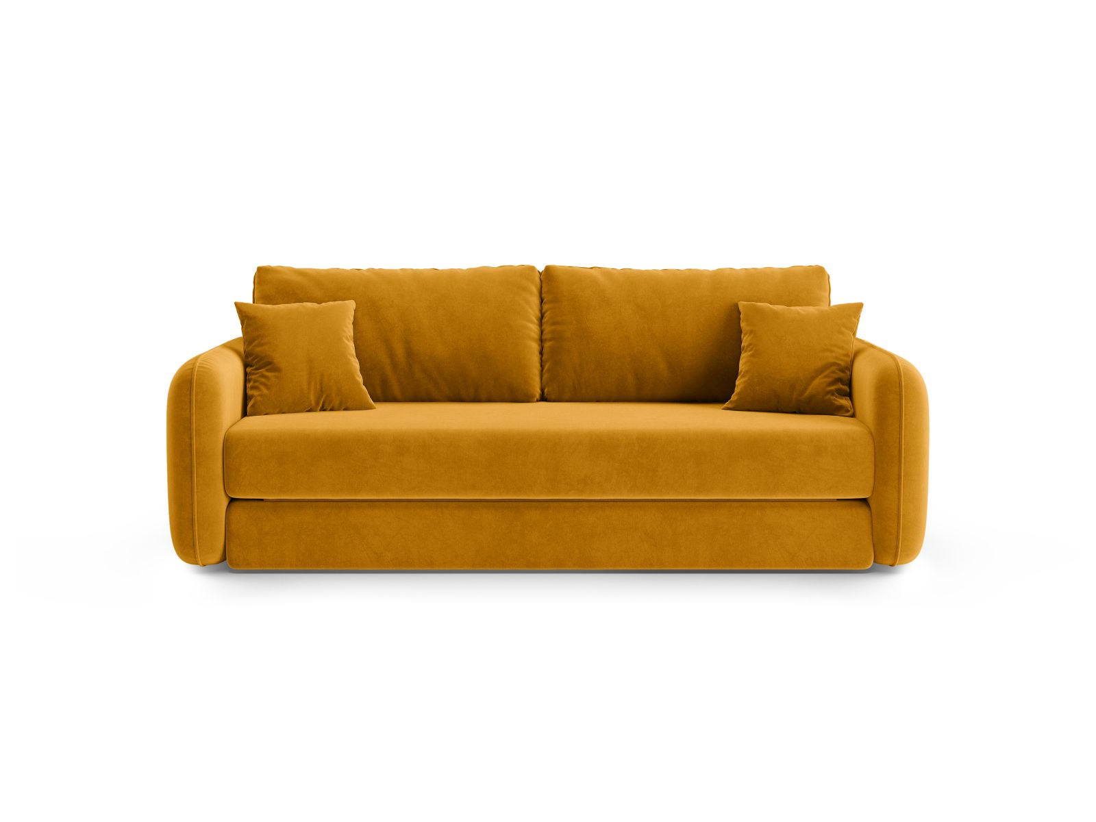 Divano con Funzione Letto in Velluto, "Dormi", 3 Posti, 225x94x87 - Giallo