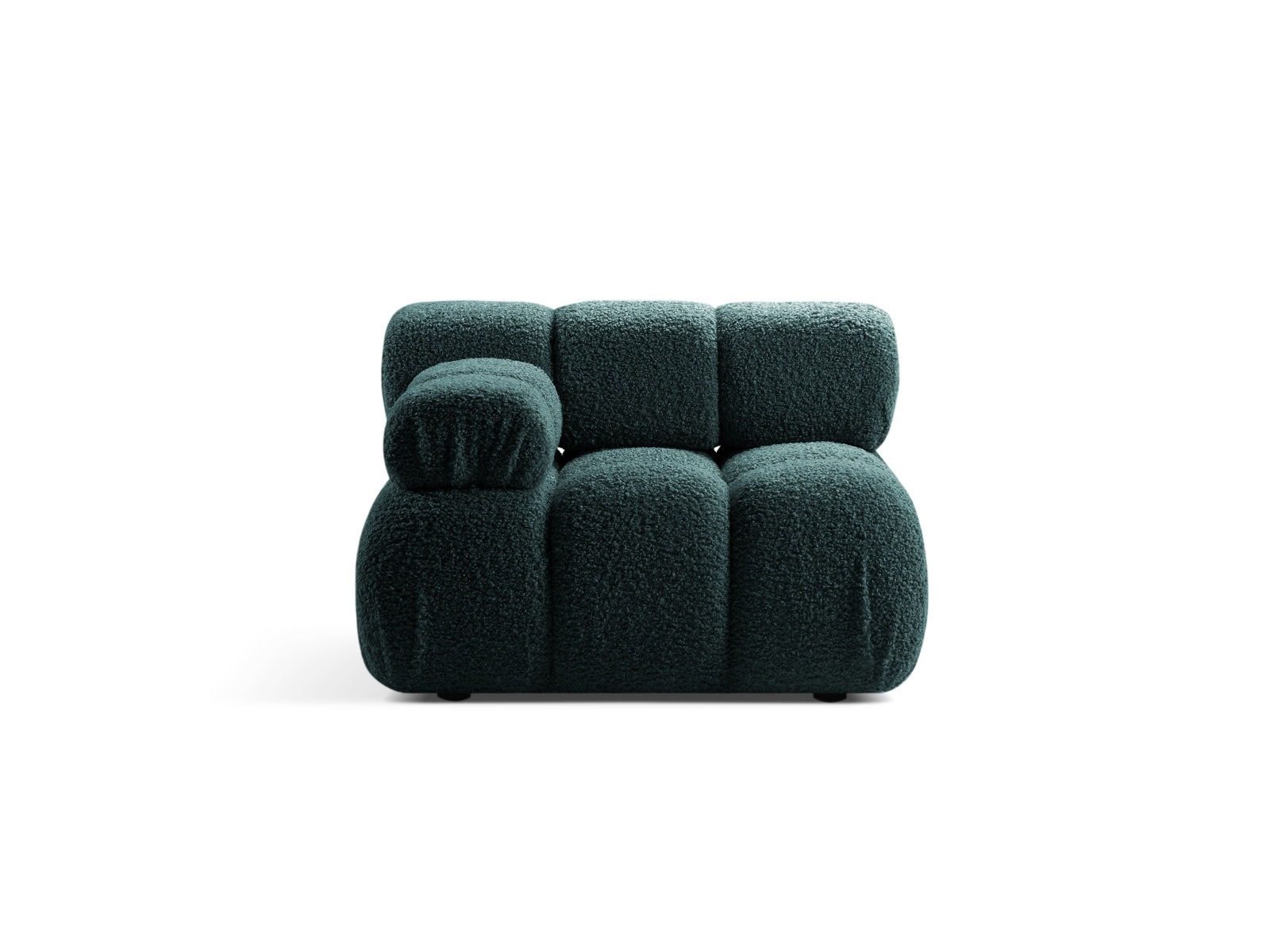 Modulo Sinistro in Bouclé, "Bellis", 1 Posto, 94x94x70 - Petrolio