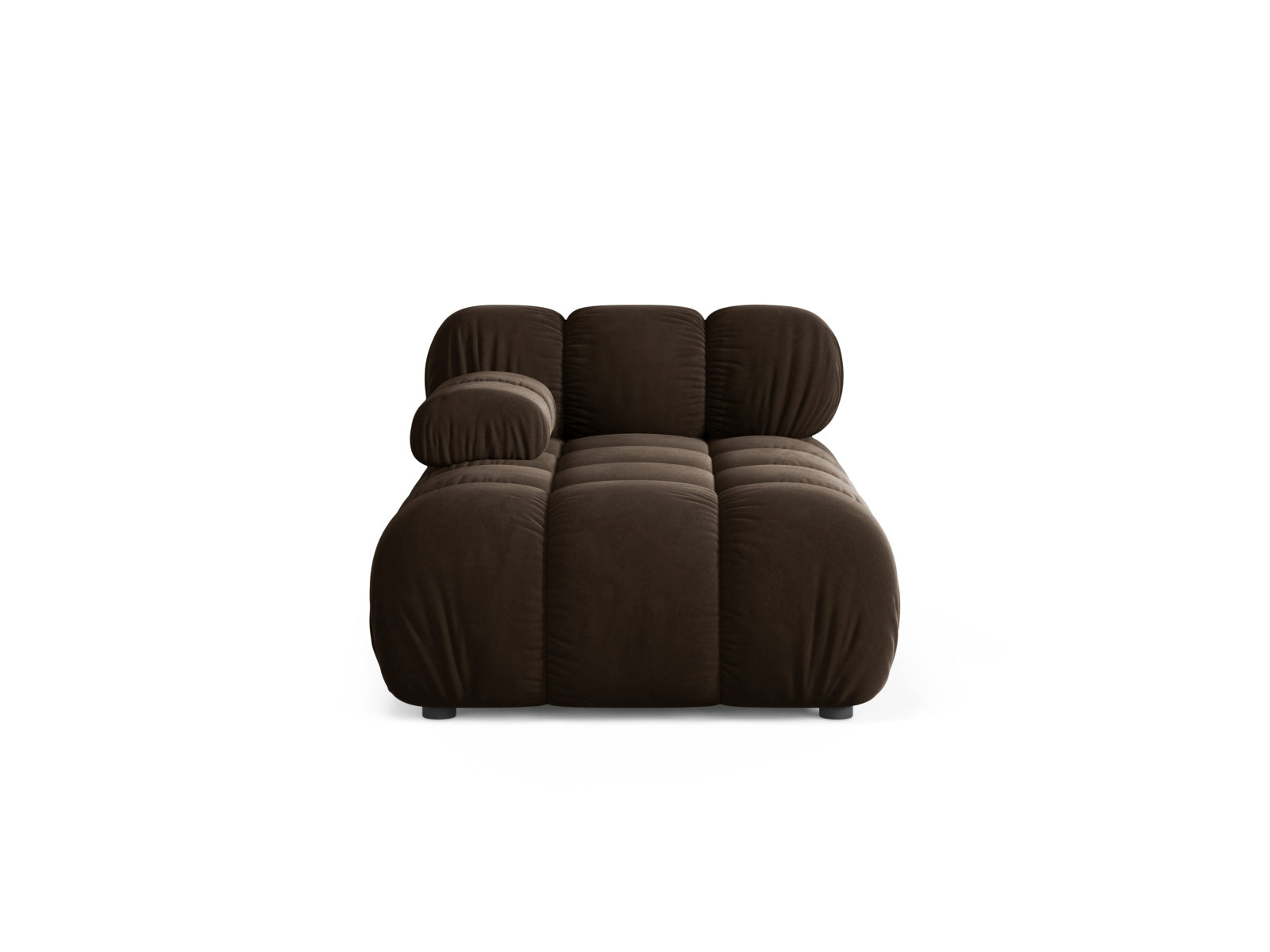 Chaise Longue Sinistra in Velluto, "Bellis", 1 Posto, 155x94x70 - Marrone Scuro