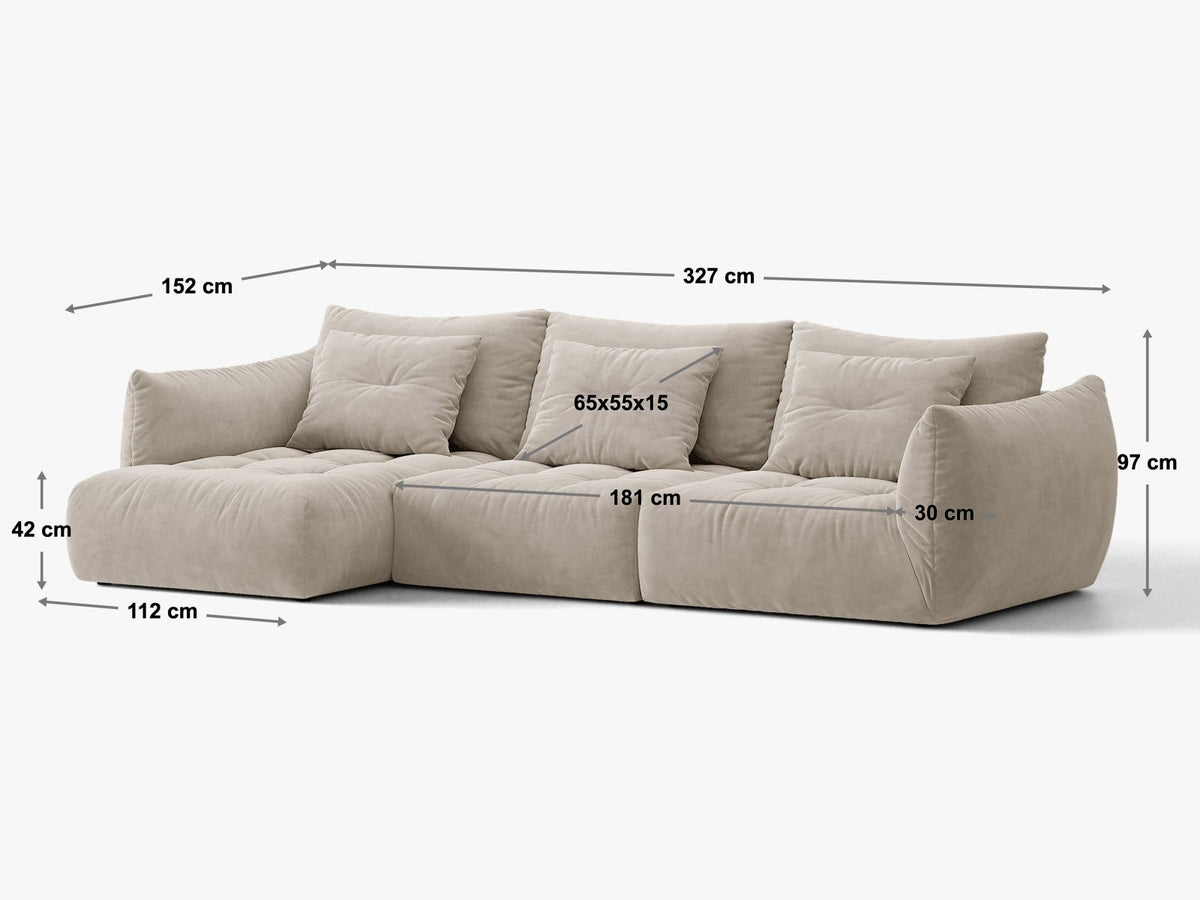Divano Angolare Componibile Bloom, 6 Posti, 152x327x97