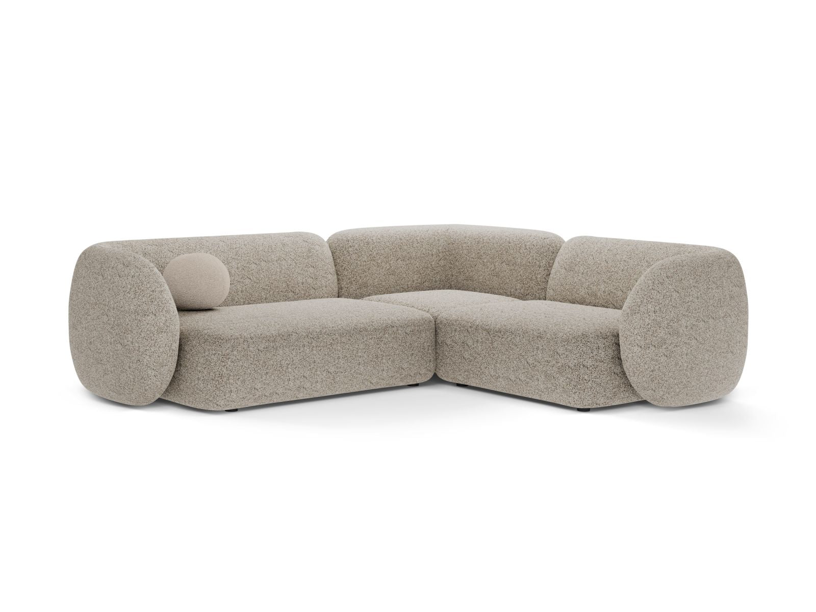 Divano Angolare Modulare Destro, "Kate", 4 Posti, 252x220x76 - Beige Melange