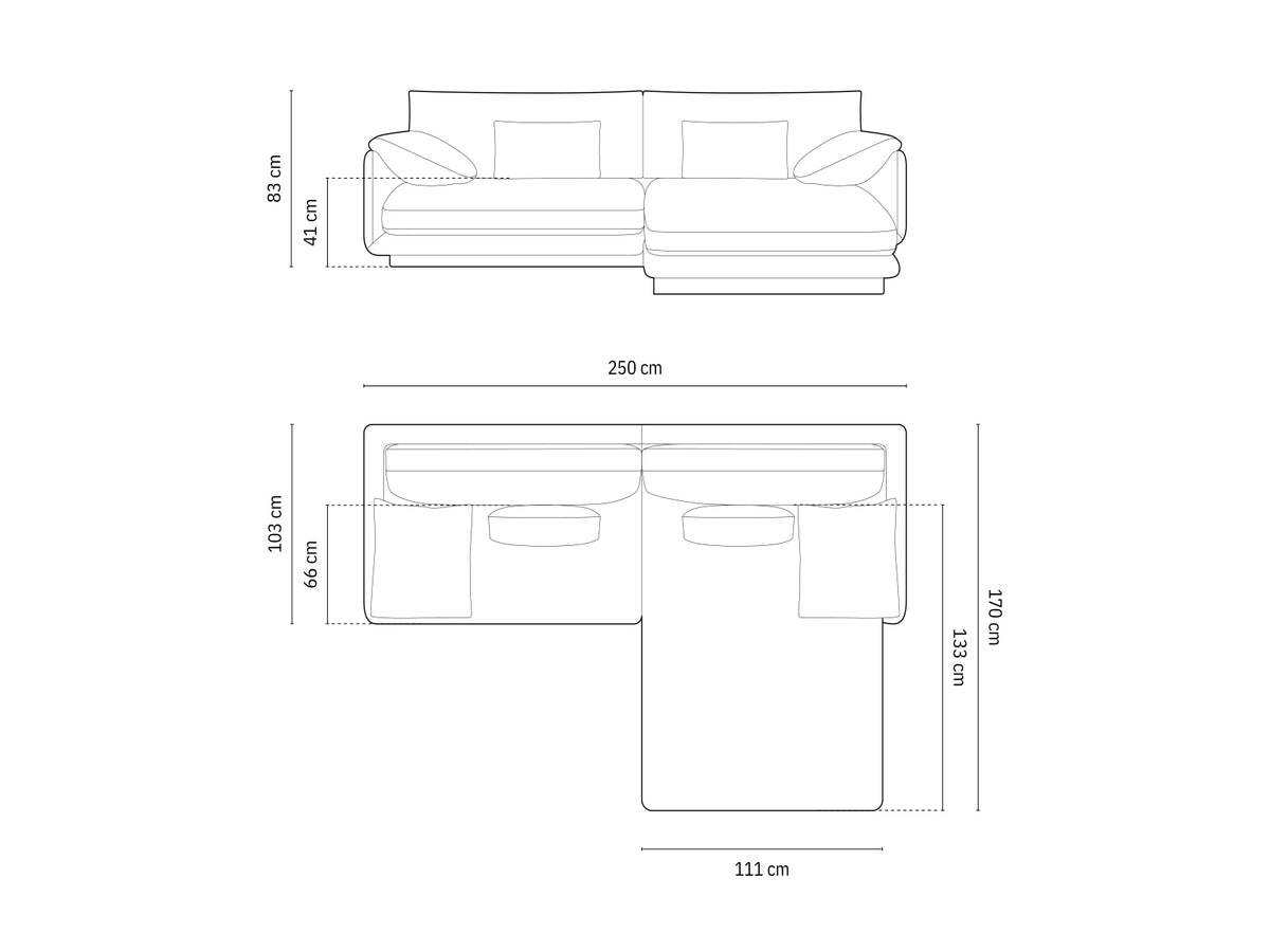 Divano Angolare Torino, 4 Posti, 170x250x83