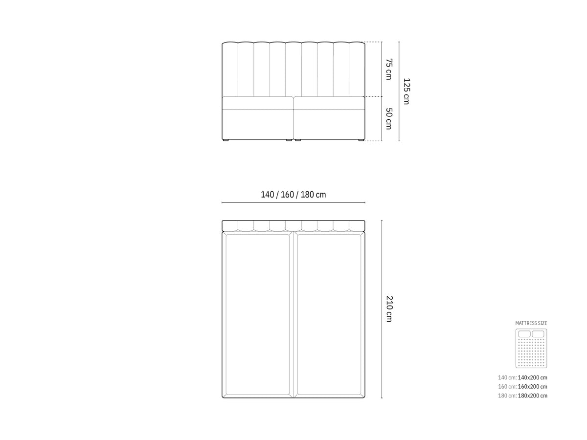 Letto Boxspring con Testata, Materasso e Topper Kelp