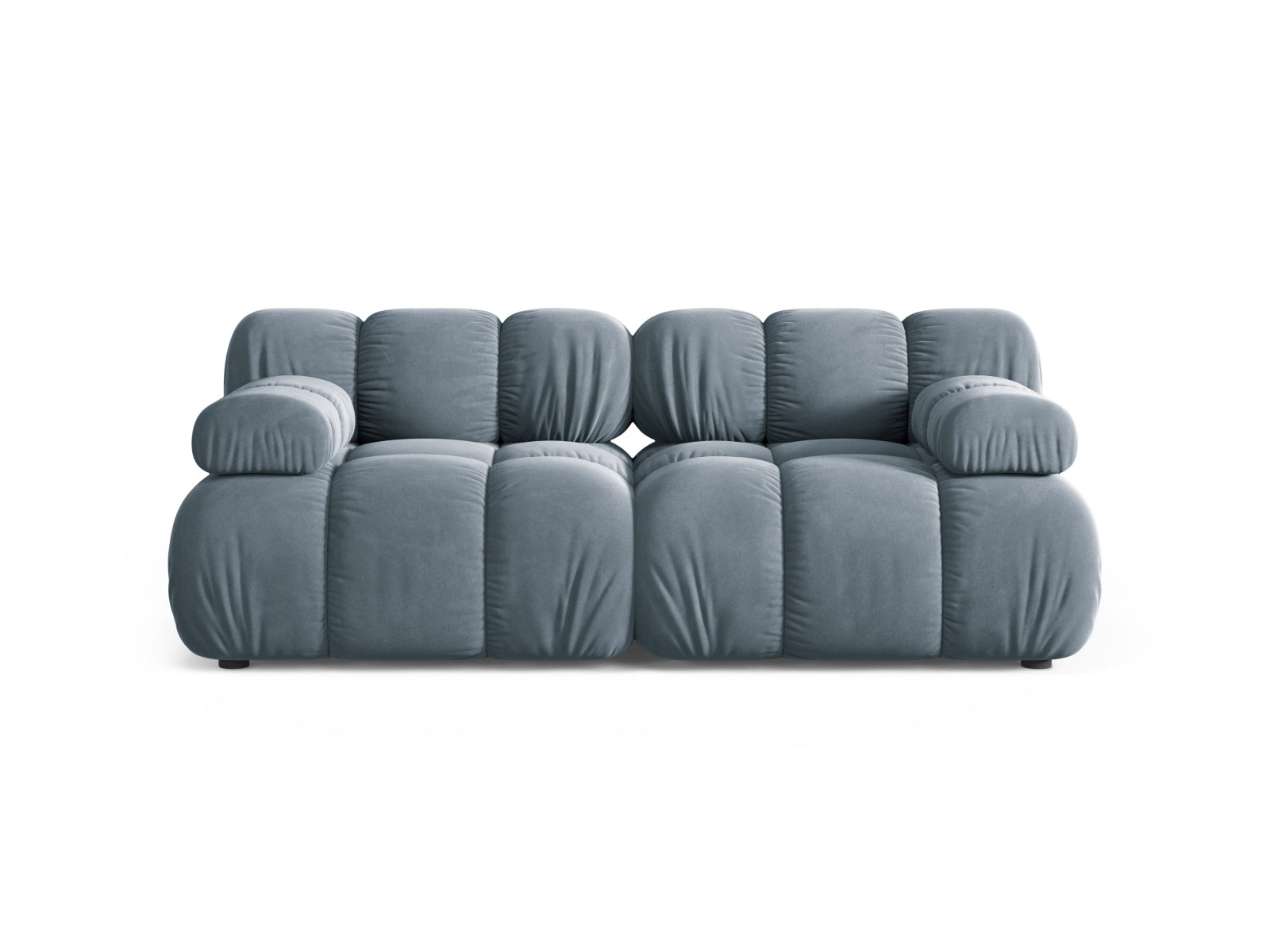 Divano Modulare in Velluto, "Bellis", 2 Posti, 188x94x70 - Blu Chiaro